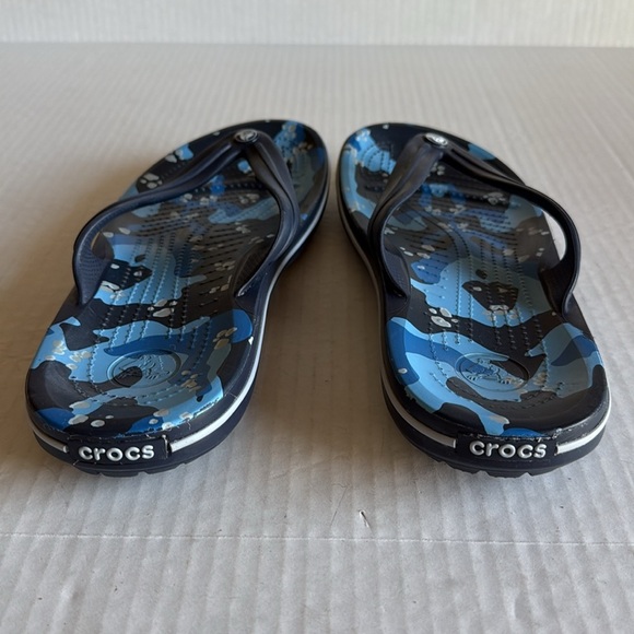 Crocs Blue Camo Croc Band Flip Flops - Picture 9 of 12
